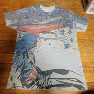 Captian America Marvel Comics Vintage t-shirt blue mens small